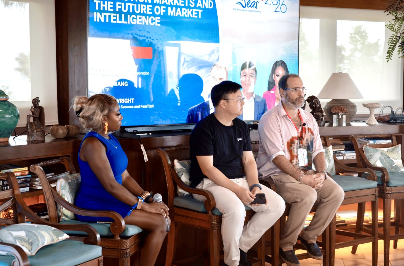 Ashley Wright speaking on Necker Island at FinTech on the Seas